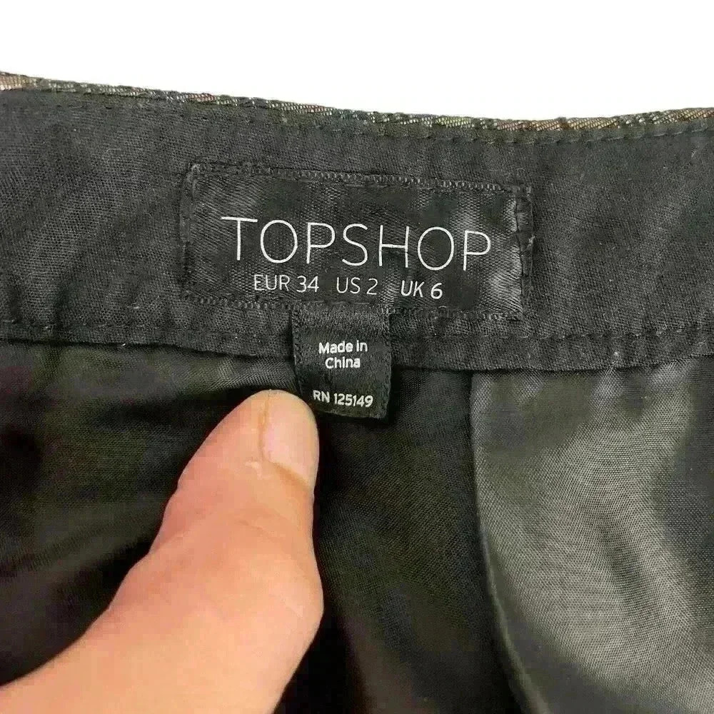 Topshop Womens Gold Black Mini Skirt Sz2 Metallic Bubble Club Night Out Y2K - Picture 5 of 16